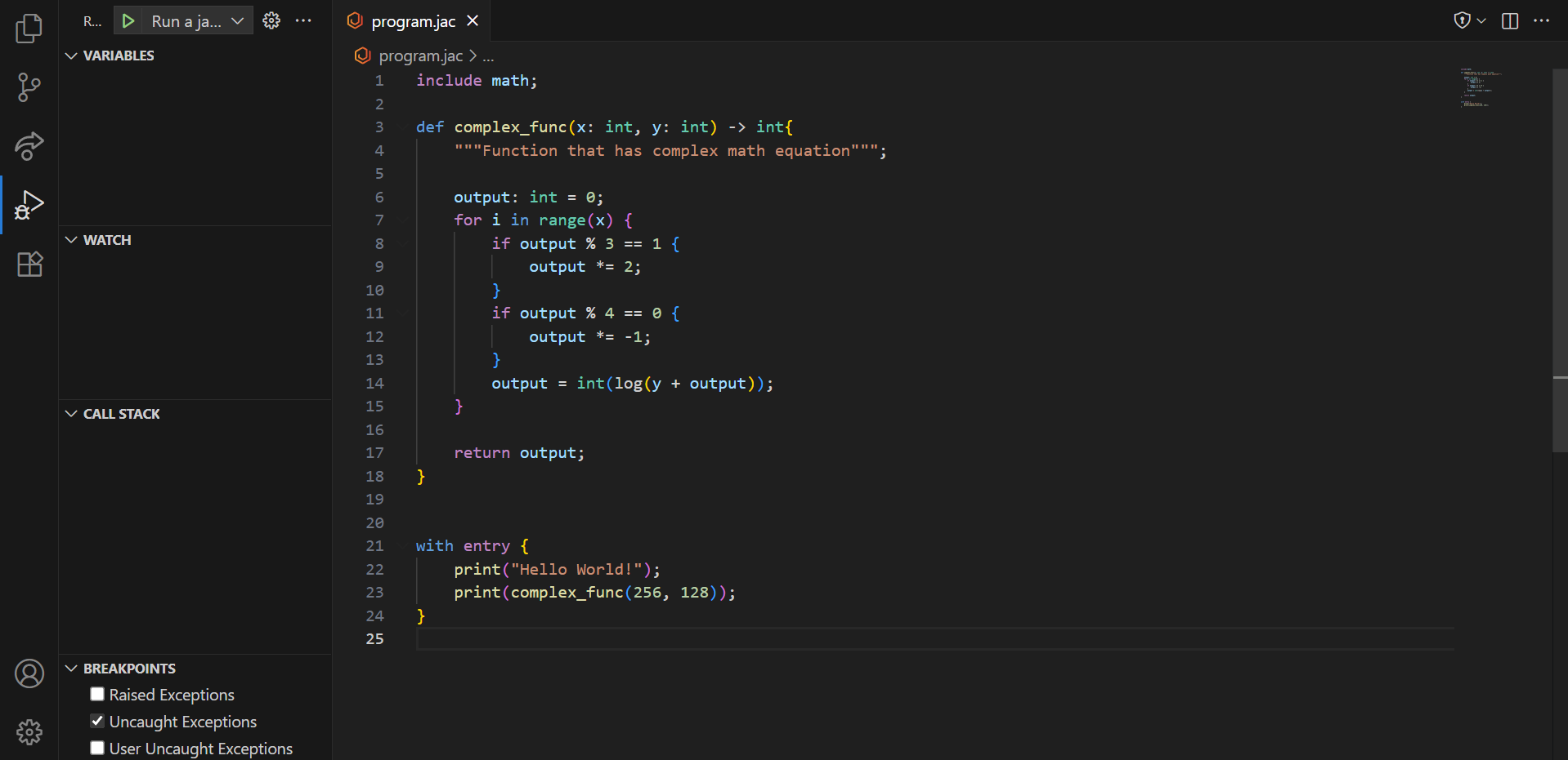 Example of complex function